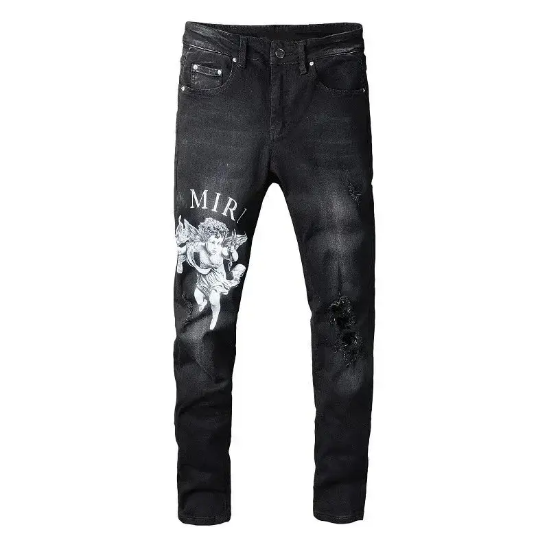 AMIRI Angel Print Distressed Black Jeans — foto 2 de 5