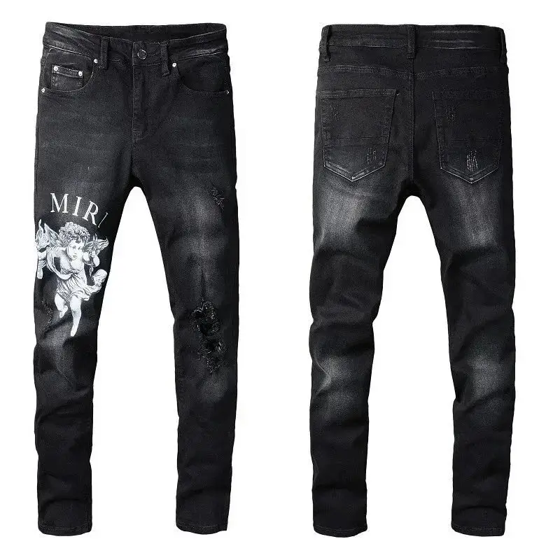 AMIRI Angel Print Distressed Black Jeans — foto 5 de 5