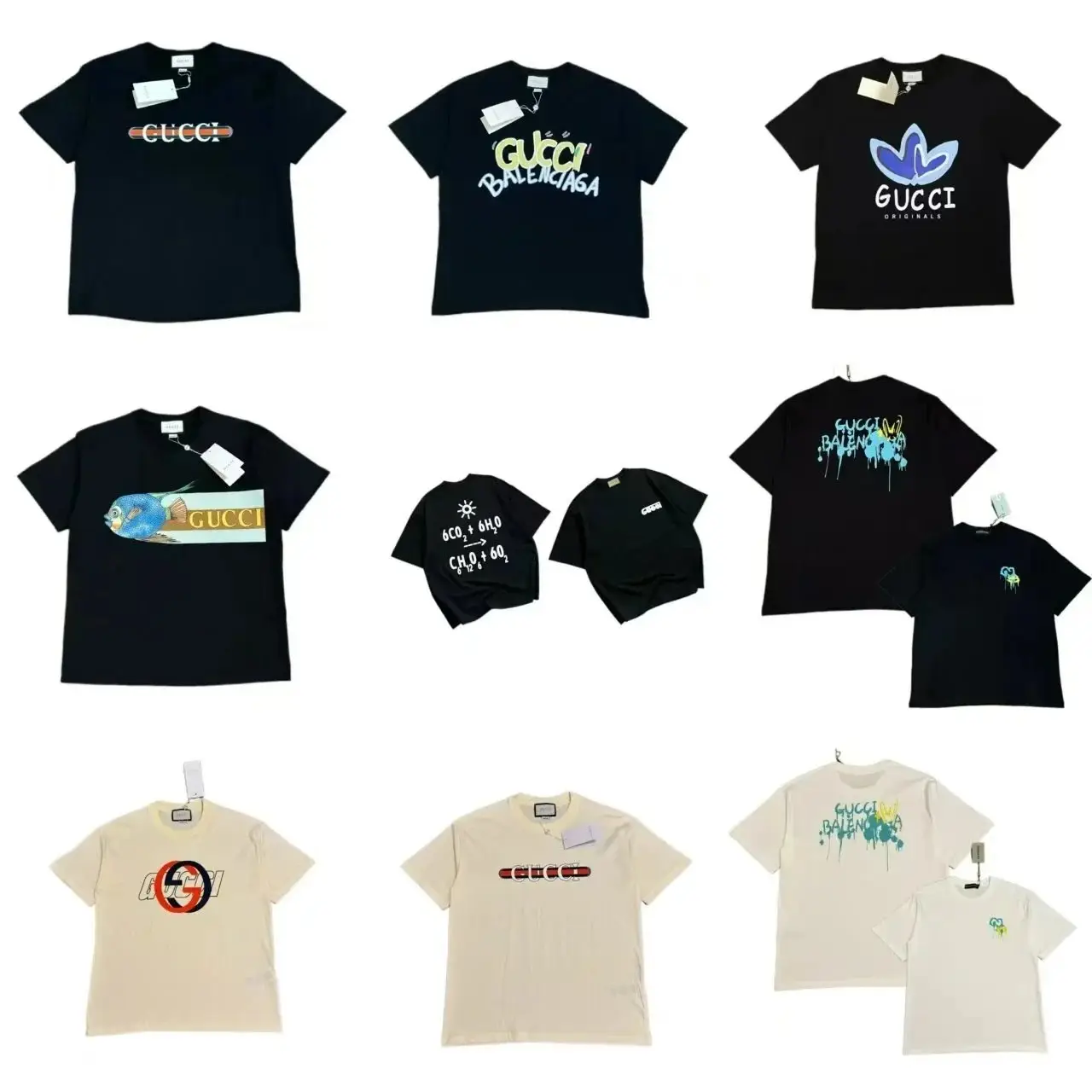 Gucci Men's Black Logo T-Shirt with Iconic Stripes