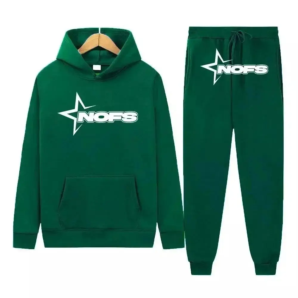 NOFS Star Logo Hoodie Set Sweatshirt Suit [9 Color Options] — foto 8 de 8
